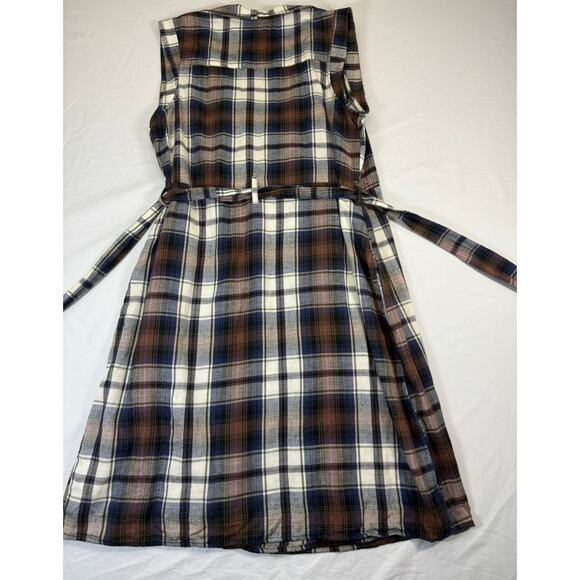 Anthropologie Tylho Plaid Collared Wrap Dress Size L Excellent Condition - Picture 2 of 15